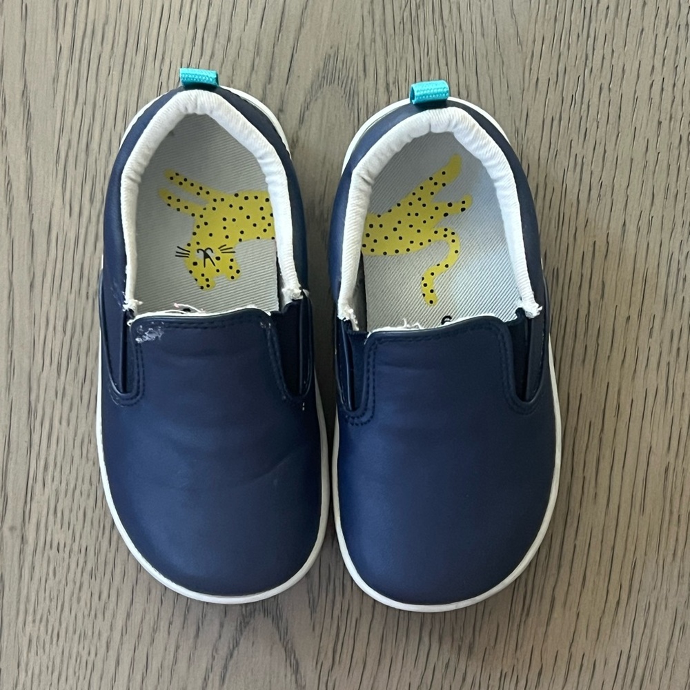 Ten Little Size 9 Toddler Boy Navy Blue Vegan Leather Slip On Shoes Loafers VGUC